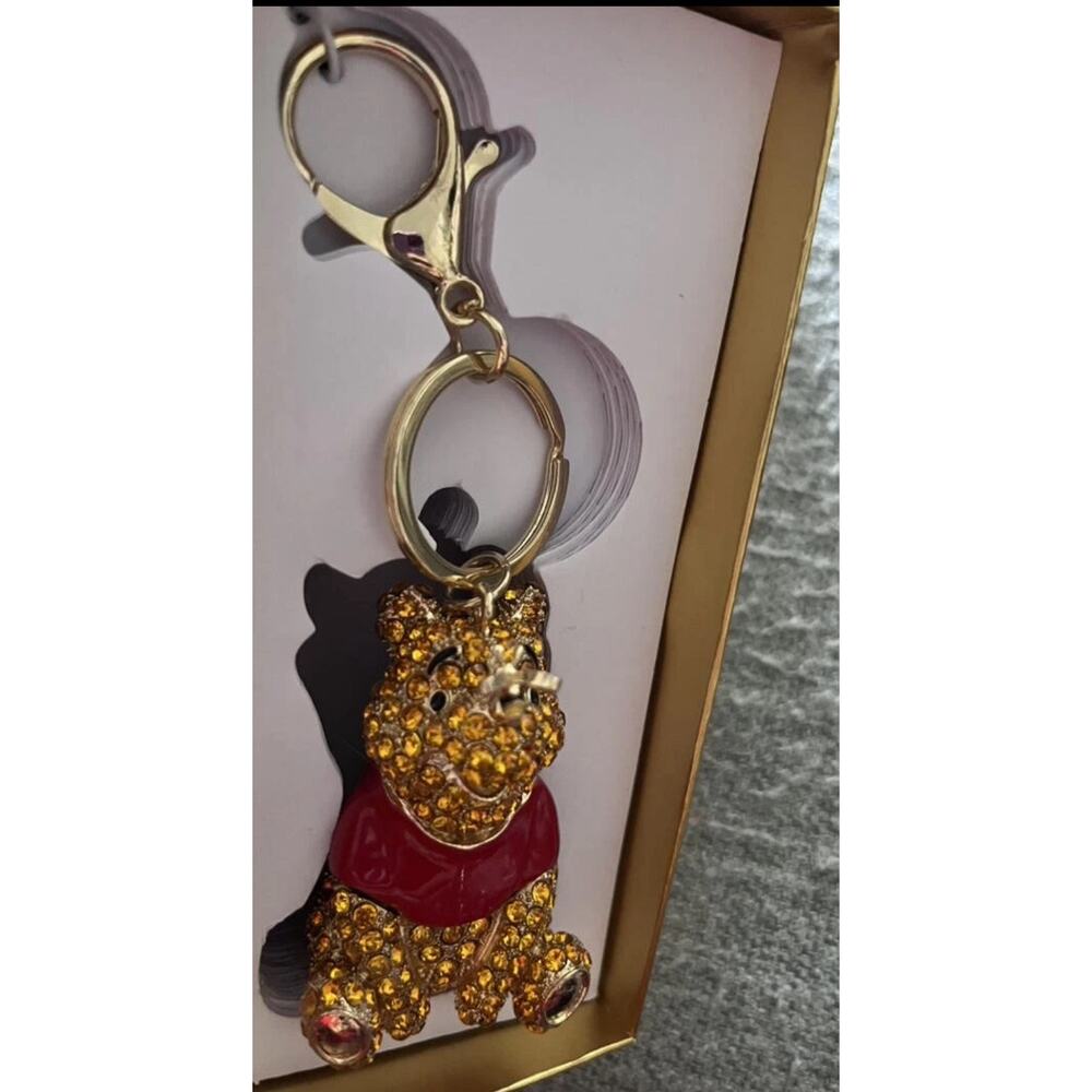 Disney / Jacmel Winnie the Pooh Pave Keychain / Bag Charm NEW - Picture 3 of 5